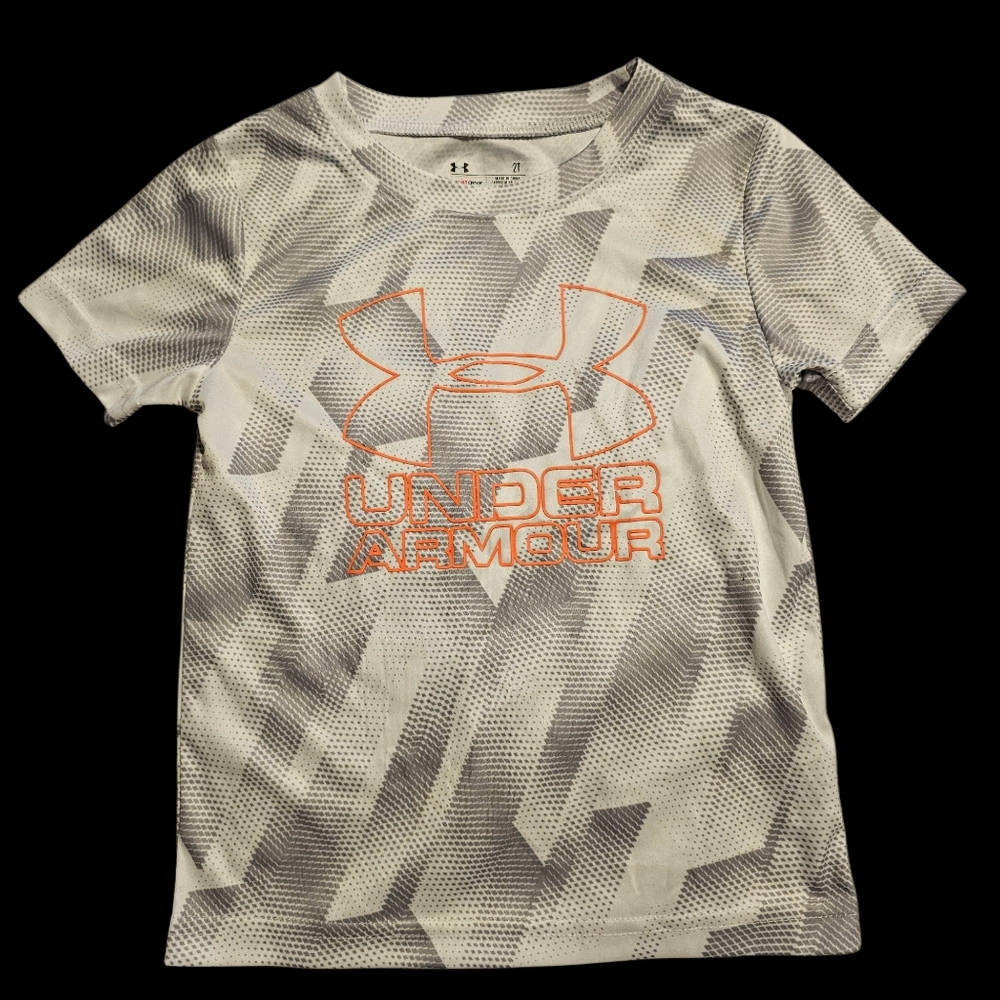Under Armour Shirt HeatGear UA Tee T-Shirt White Gray Grey Toddler Size 2T NEW